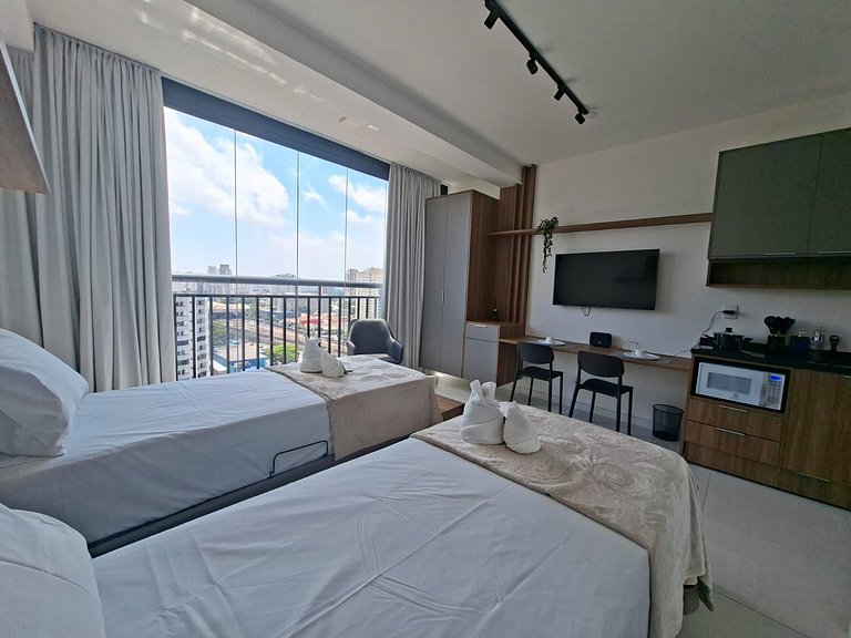 Estúdio com lazer completo no rooftop, PISCINA ao ar Livre